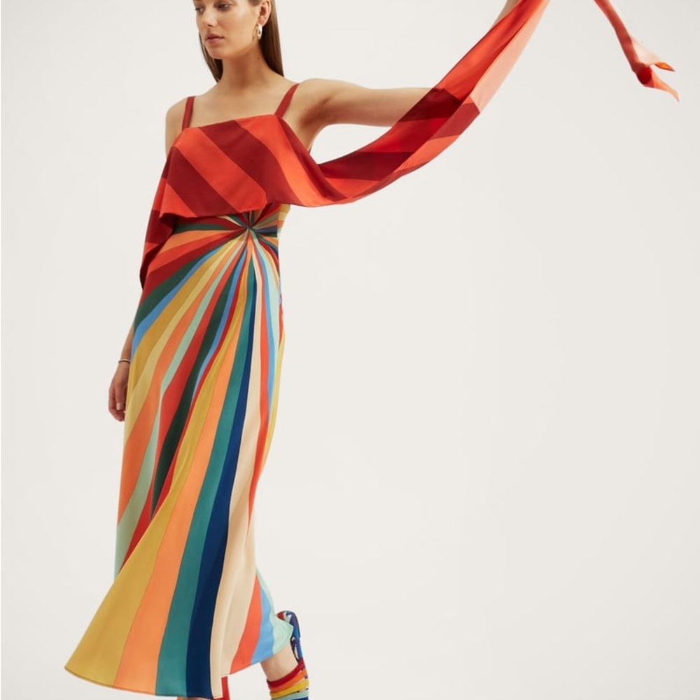 LA DoubleJ slip around rainbow dress